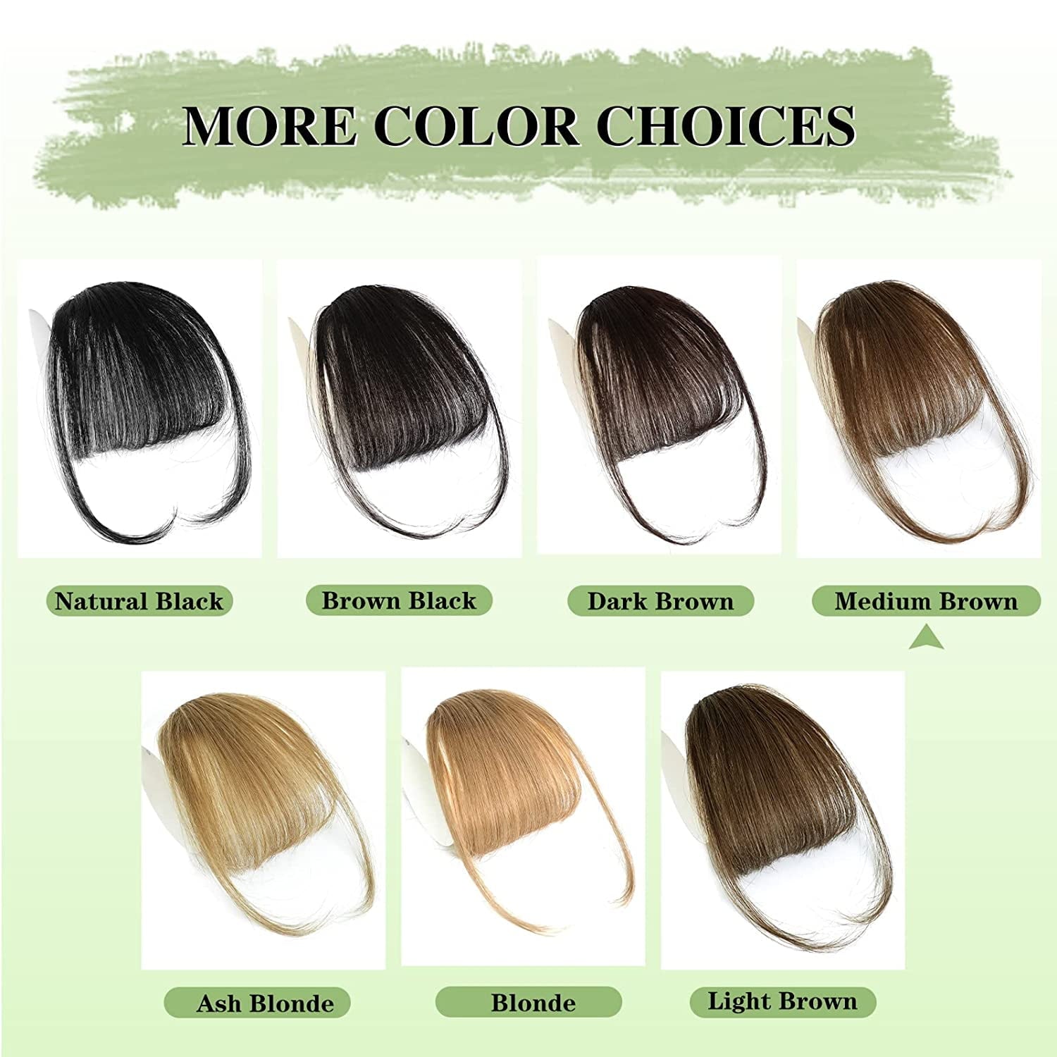 in Bangs - 100% Human Hair Bangs in Hair Extensions, Medium Brown Color #4 on Bangs Wispy Bangs Fringe with Temples H... - Image 6