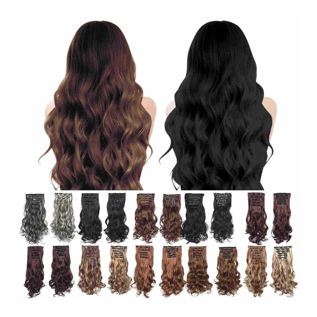 20inch Synthetic Curly Wavy Natural Blonde Thick Clip in Stylish Fasionable Fabulous Piece 6 Pieces for Women, Wigs f... - Image 3