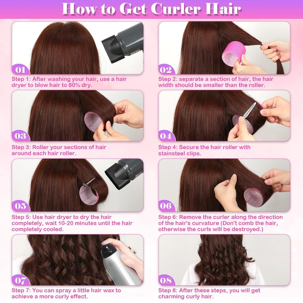 Large Rollers for Hair Volume,6 Pcs Hair Rollers for Women, Rollers Hair Curlers for Long Medium Short Hair, Large Se... - Image 5