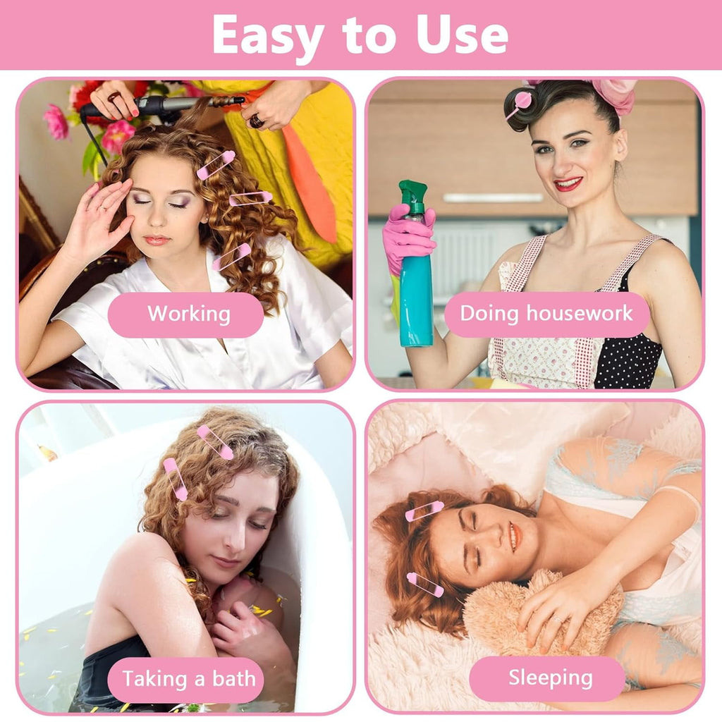 12pcs Rollers for Women, 2.7'' Soft Foam Styling Curlers, Self Grip Heatless Curlers, Pink - Image 3