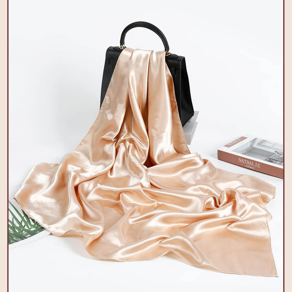 Large Square Satin Head Scarf - Silk Hair Scarf Square Hair Bandanas Large Scarf Sleeping Head Wraps for Women Solid ... - Image 6