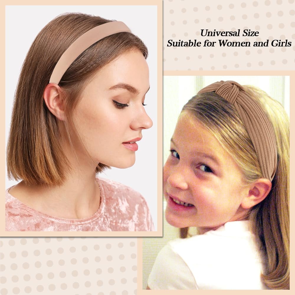 7 Pack Headbands for Women Girls Headbands Trendy Brown Knotted Solid Head Bands Pearl Headband Non Slip Hairbands Cu... - Image 3