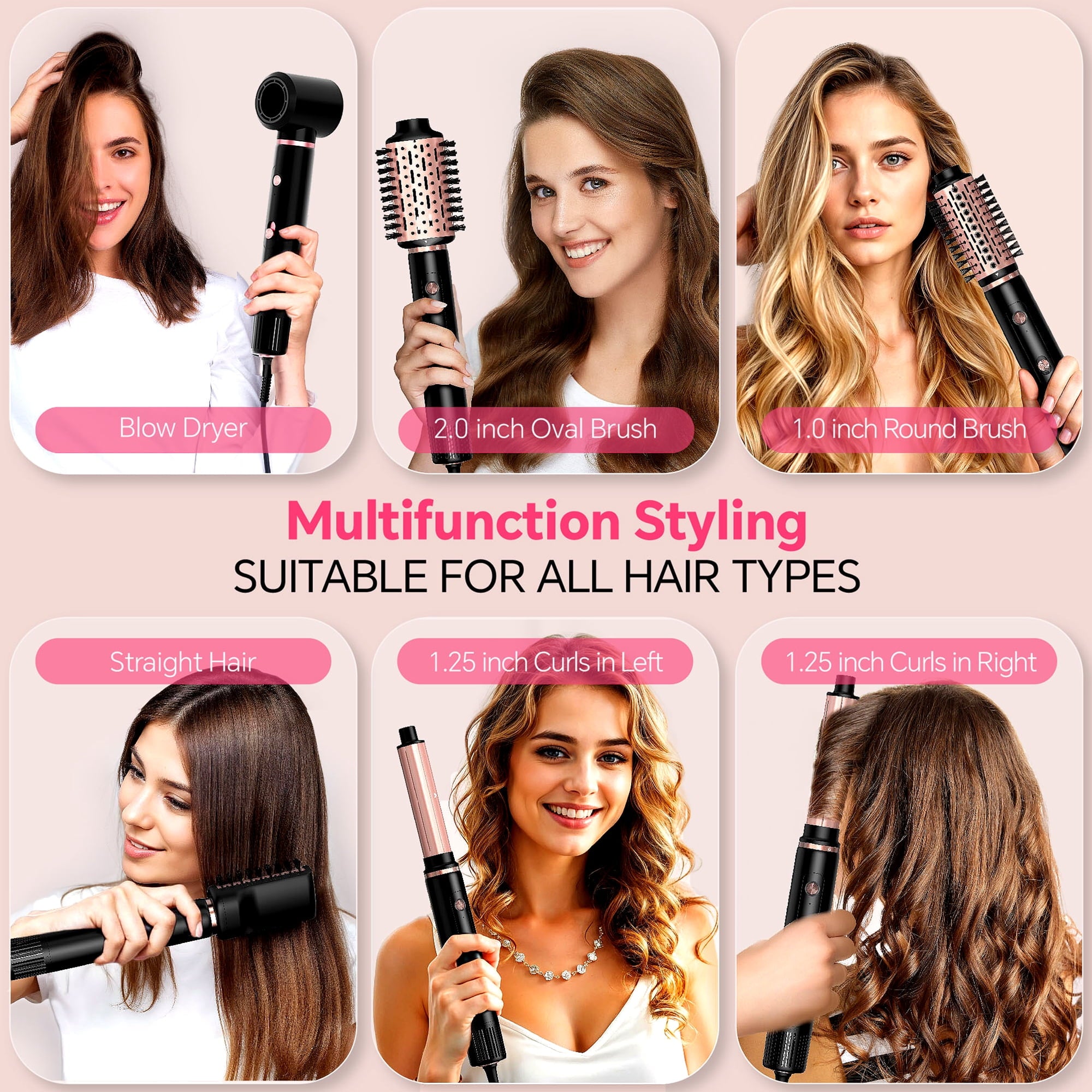 Brush, Hot Air Brush with Brushless Motor, Blowout Brush 1300W, Curling Iron - Image 2