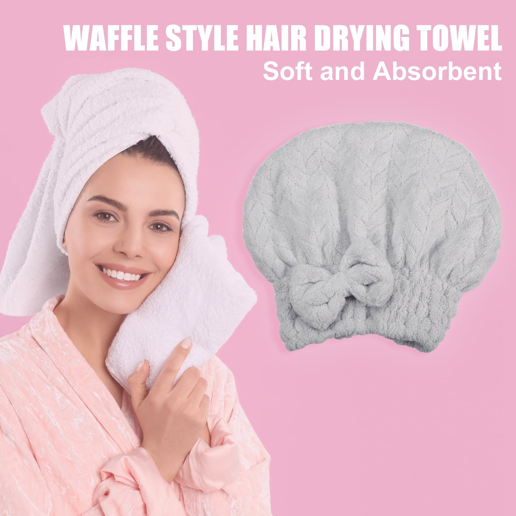 Shape Hair Drying Towel Dry Cap Quick Drying Lightweight Gray - Image 2
