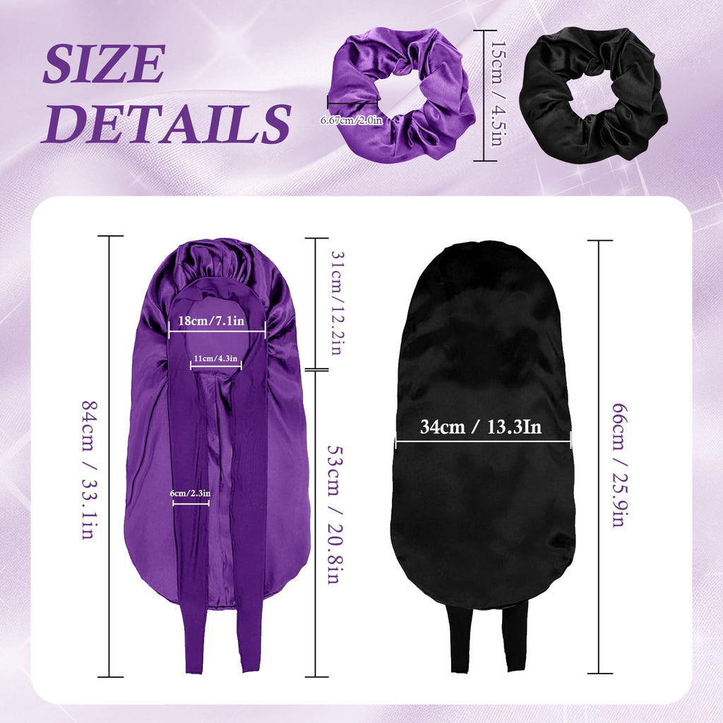 Bet for Women, Double Layer Elastic Hair Bet with 2 Scrunchies & Adjustable Tie Band, Bet for Sleeping Women Braids C... - Image 2