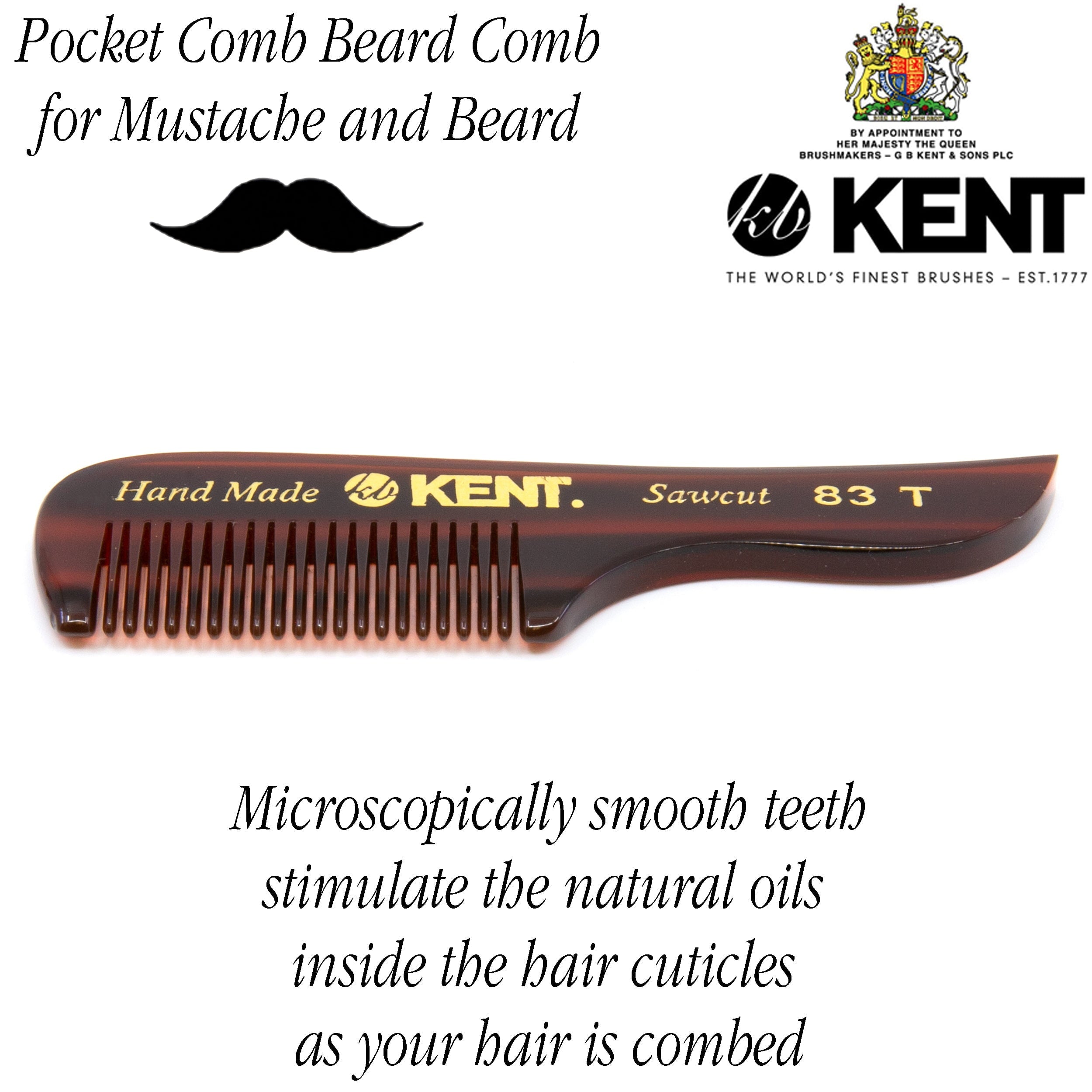 Small Gentleman's Beard and Mustache Pocket Comb, Fine Toothed Pocket Size for Facial Hair Grooming and Styling. Saw-... - Image 4