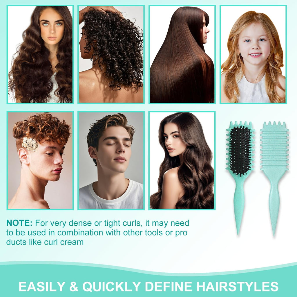 Curly Hair Brush, Curl Defining Brushes, Styling Brush for Curly Hair, Shaping and Defining Curls Brushes for Women (Green) - Image 4
