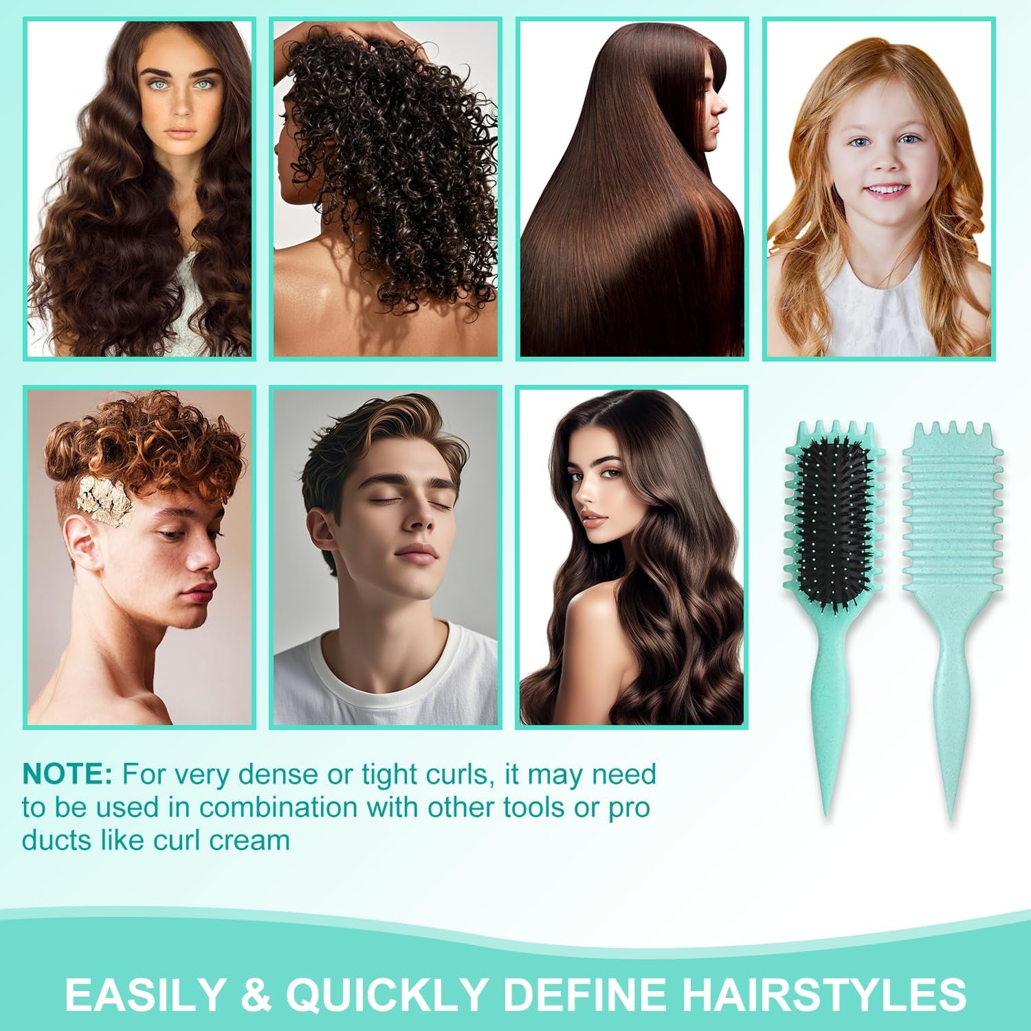 Curly Hair Brush, Curl Defining Brushes, Styling Brush for Curly Hair, Shaping and Defining Curls Brushes for Women (Green) - Image 4