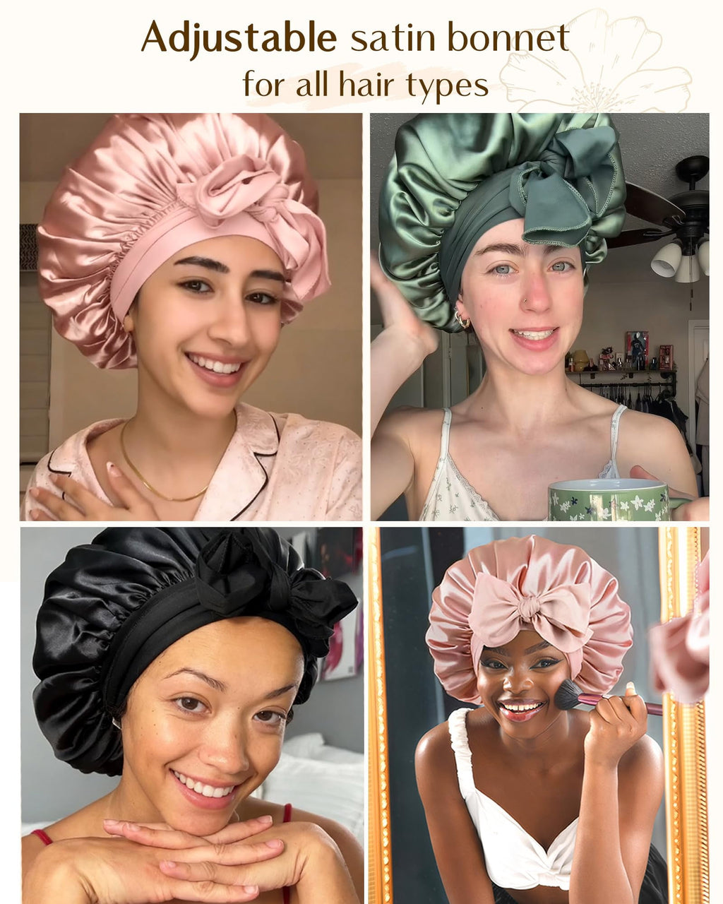 Adjustable Silk Bet for Sleeping Women Double Layer Satin Bet Reduce Friction Prevent Frizz Curly Hair - Image 3