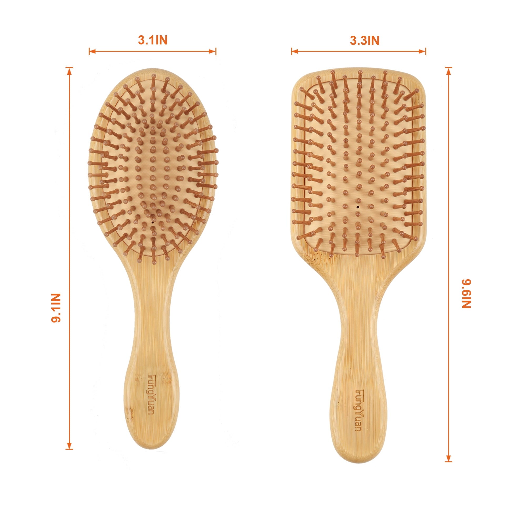 Set of 2, Natural Bamboo es, Massage Scalp, Exfoliate, Remove Tangles - Image 2