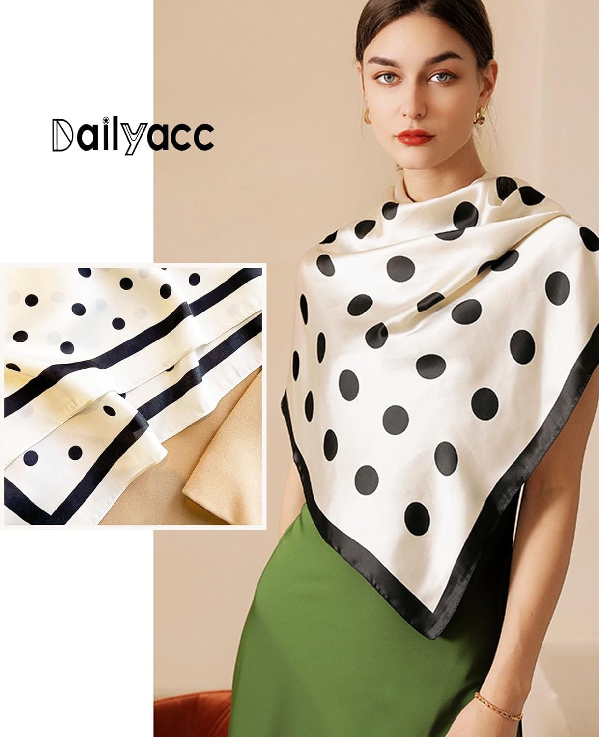 For Women Lightweight Fashion Neck Silk Satin Head Scarves For Sleeping Handbags - Image 5