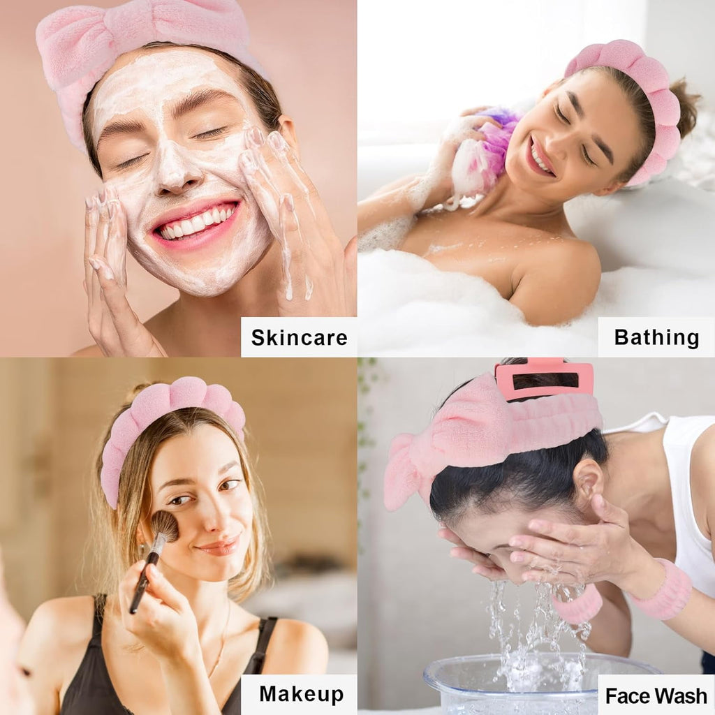 Set with Hair Clips – Puffy Makeup for Women, Face Washing, Facial Mask, Shower Accessories, Gifts for Teen Girls - Image 5