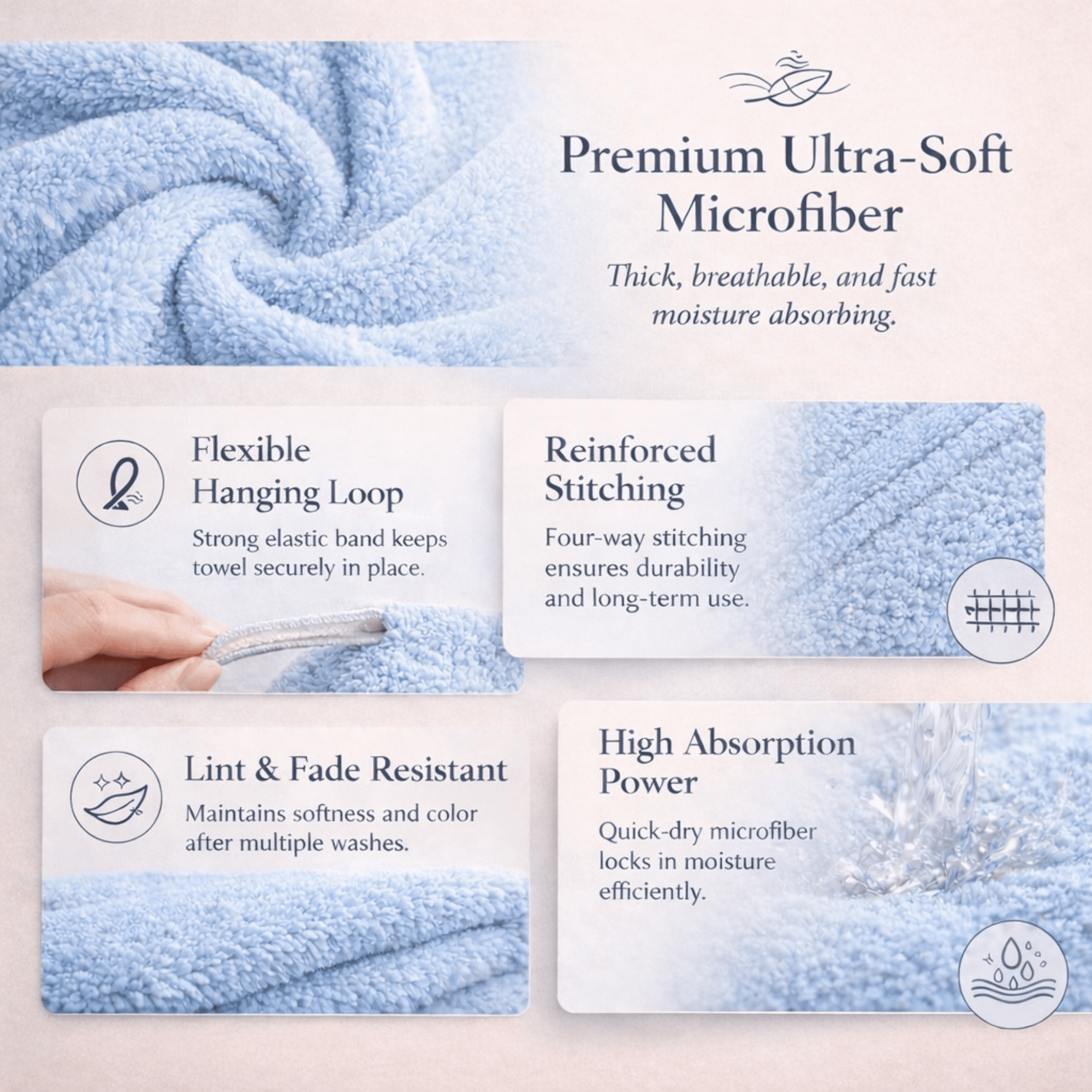 3-Pack Microfiber Hair Turban Towels Women Quick Dry Twist Anti-Frizz Curly Long Hair by Towel Oasis - Image 2