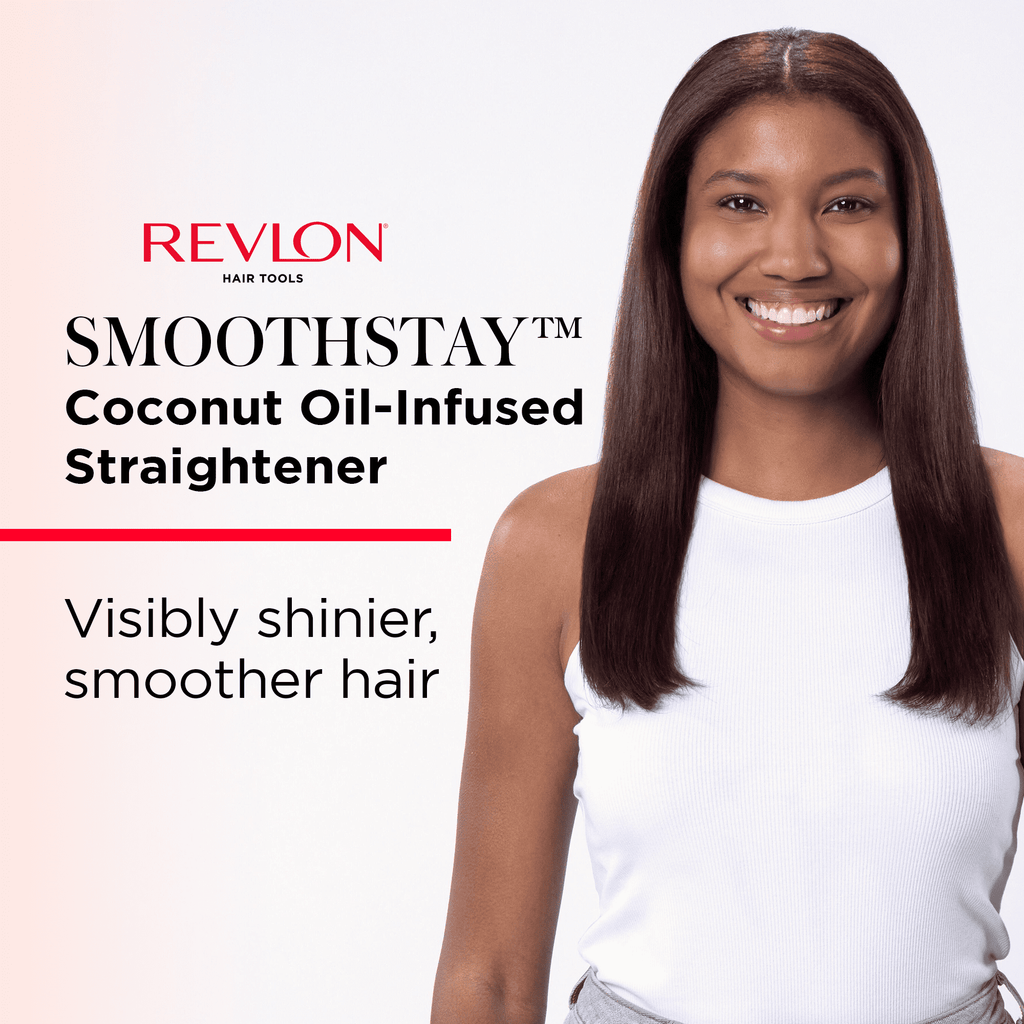 1" Coconut Oil-Infused Ceramic Flat Iron, Black - Image 2