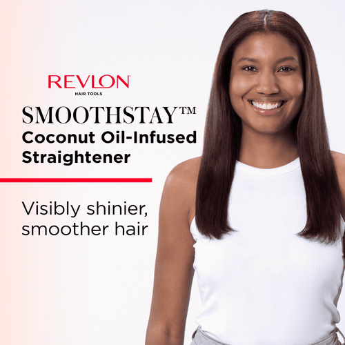 1" Coconut Oil-Infused Ceramic Flat Iron, Black - Image 2