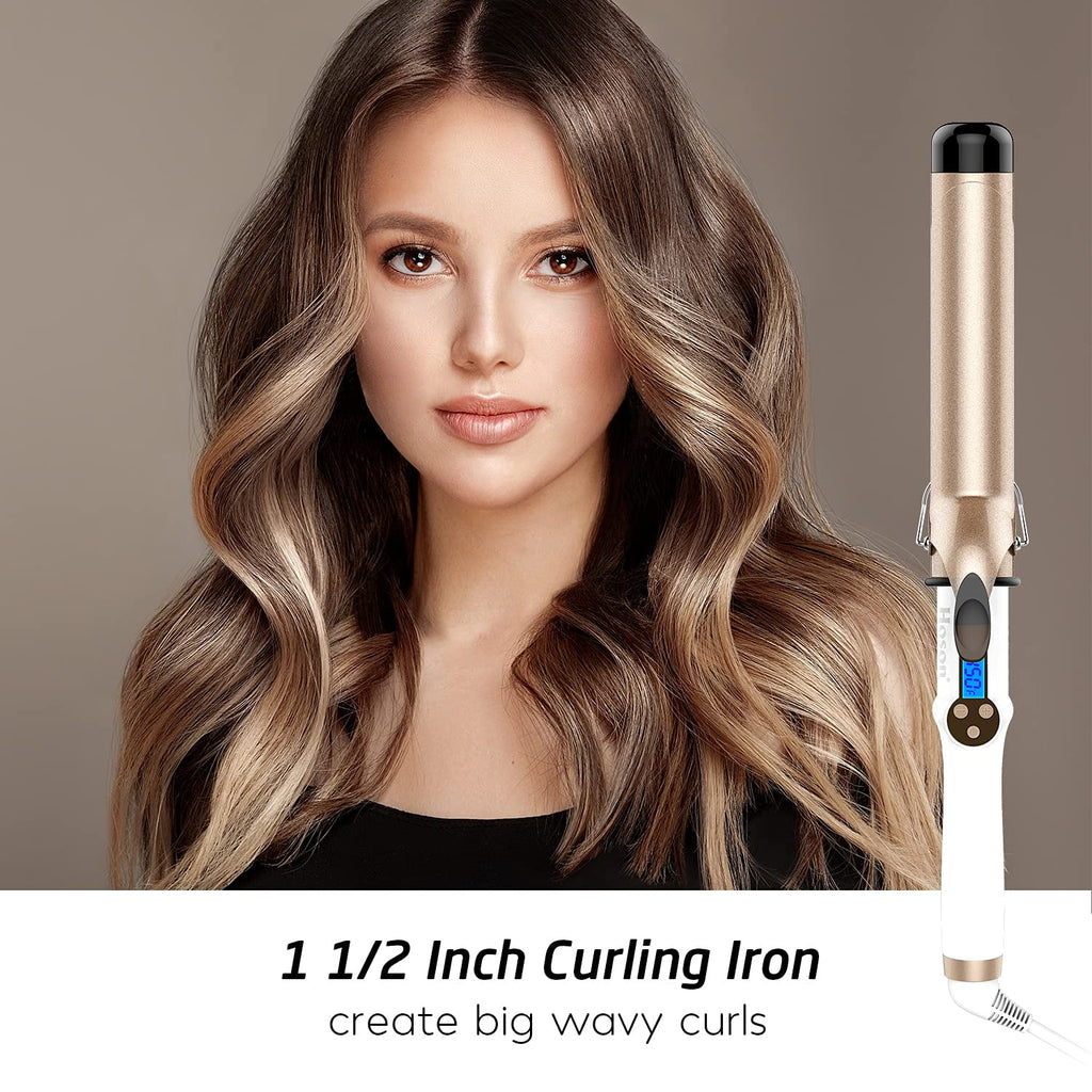 1 1/2 Inch Curling Iron Large Barrel, 1.5 Long Barrel Hair Curling Wand Dual Voltage, Ceramic Tourmaline Coating with... - Image 2
