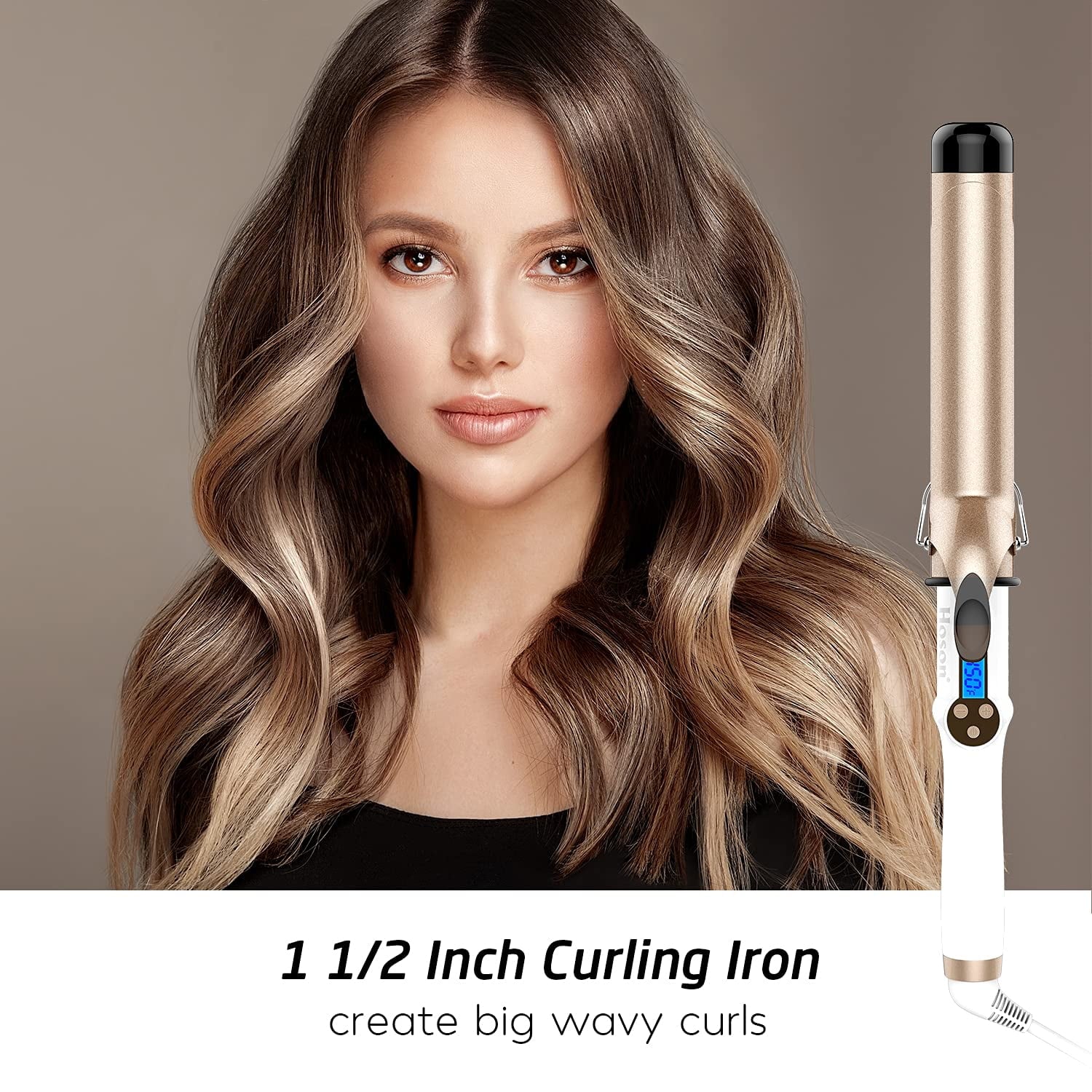 1 1/2 Inch Curling Iron Large Barrel, 1.5 Long Barrel Hair Curling Wand Dual Voltage, Ceramic Tourmaline Coating with... - Image 2