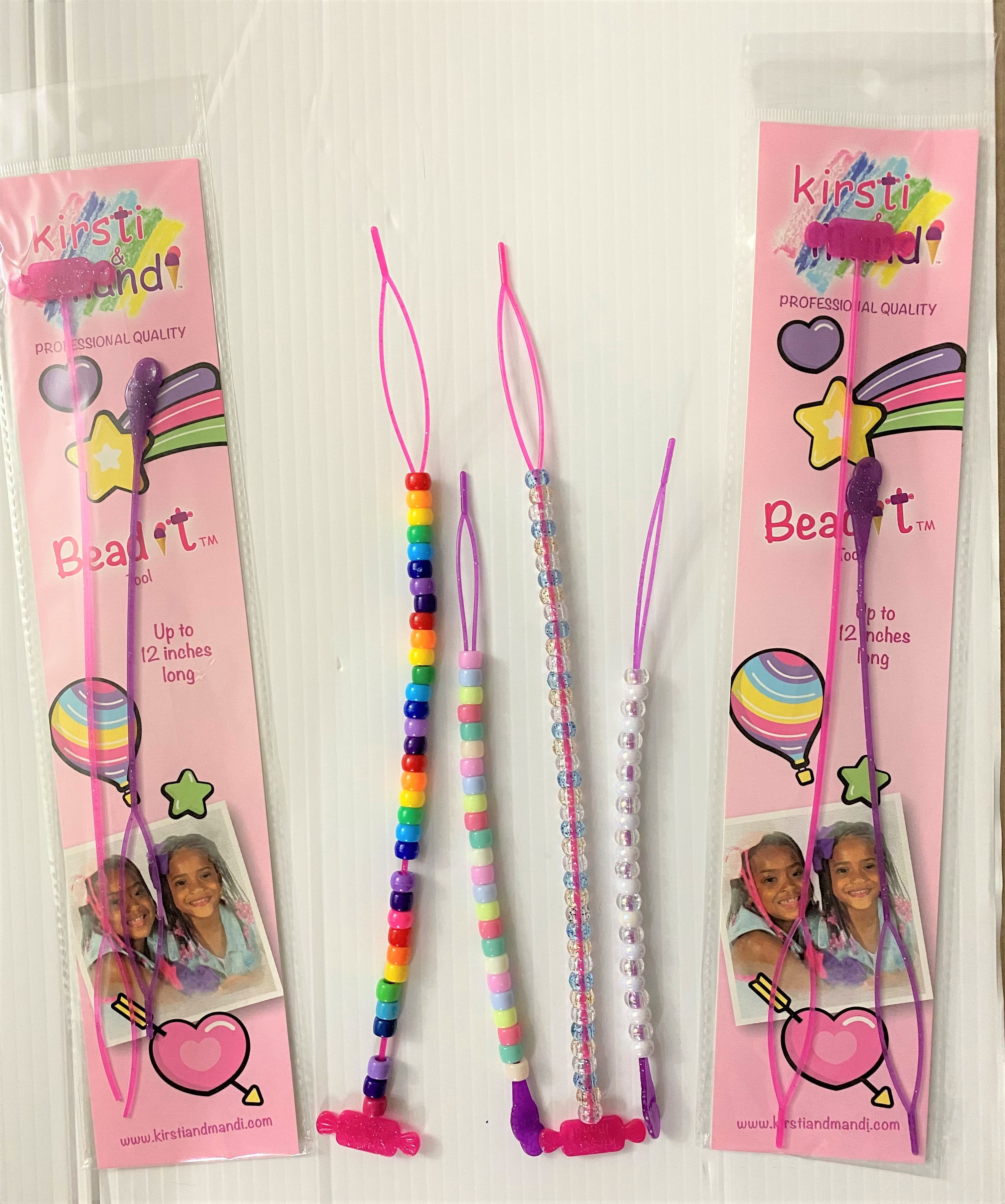 & Bead It Tool Automatic Hair Braider with Beads Pink and Purple with Glitter - Image 4