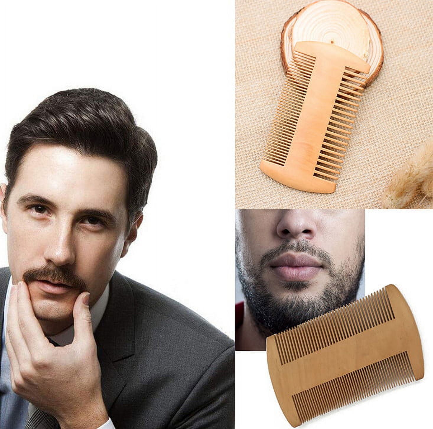 Sandalwood Beard Comb, 4 Inch Dual-Sided Wooden Comb with Fine Teeth for Hair Combing, Vintage Light Brown Hair Comb for Men and Women - Image 4