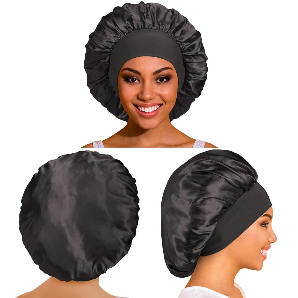 Bet Set , Wide Band Satin Hair Cap for Women with Curly, Braided or Natural Hair , Super Soft Nighttime Hair Protection - Image 2