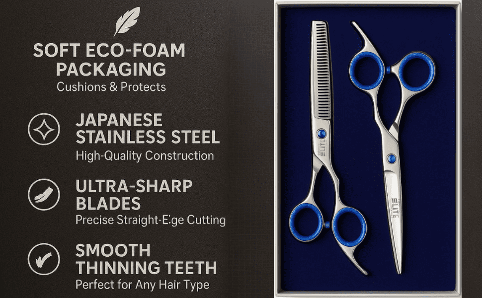 Salems Elite Professional Hair Cutting Scissors and Thinning Shears Set  6.5 Stainless Steel Barber Haircut Kit for Men, Women, and Kids  Sh - Image 6