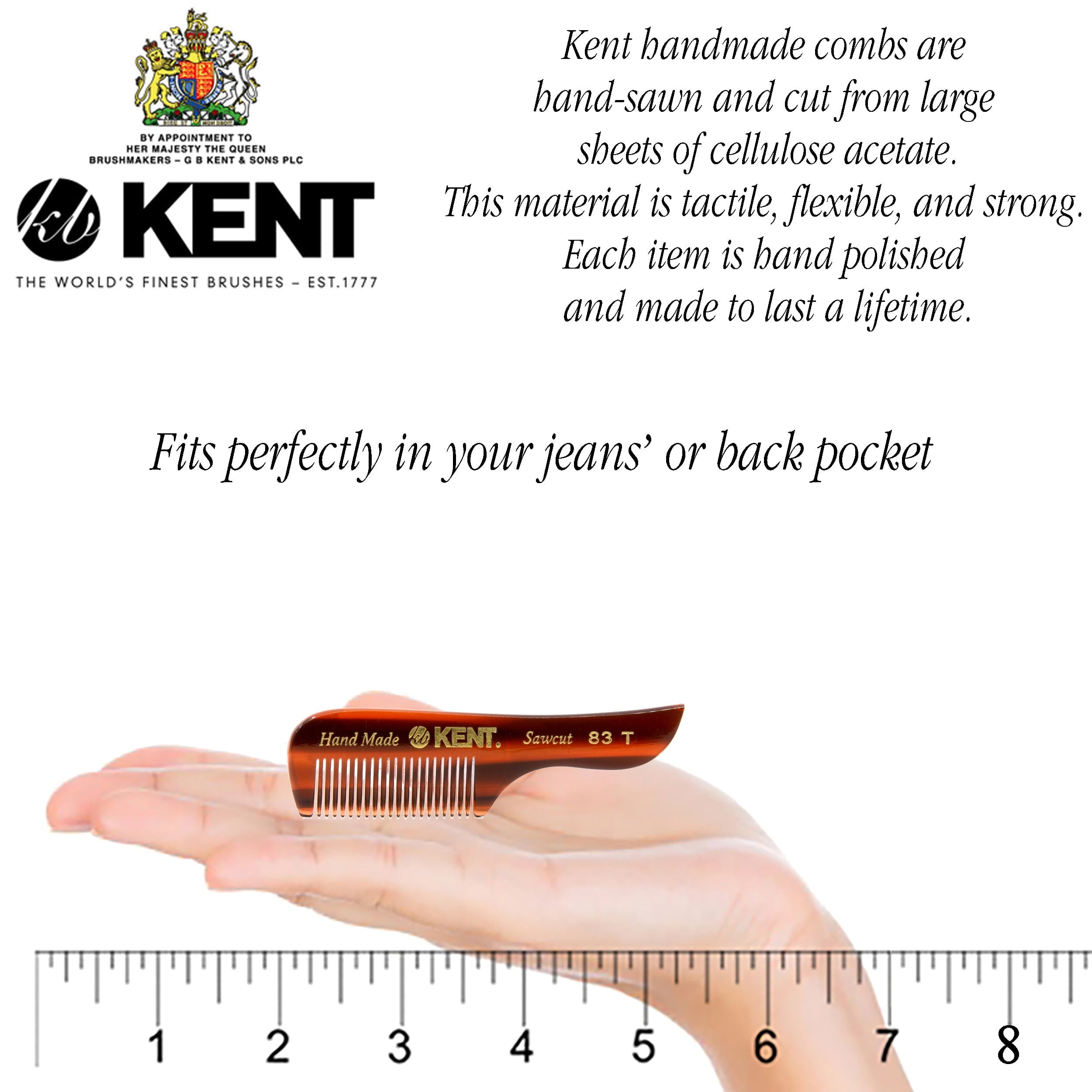 Small Gentleman's Beard and Mustache Pocket Comb, Fine Toothed Pocket Size for Facial Hair Grooming and Styling. Saw-... - Image 2