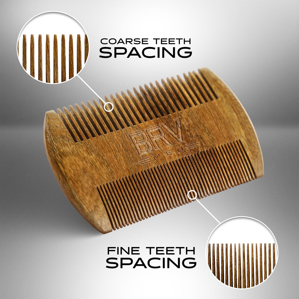 BRV MEN Beard & Mustache Comb - 100% Natural Green Sandalwood Beard Comb - Pocket Beard Comb w/ a Stylish Carry Case - Wooden Beard Comb for - Image 2