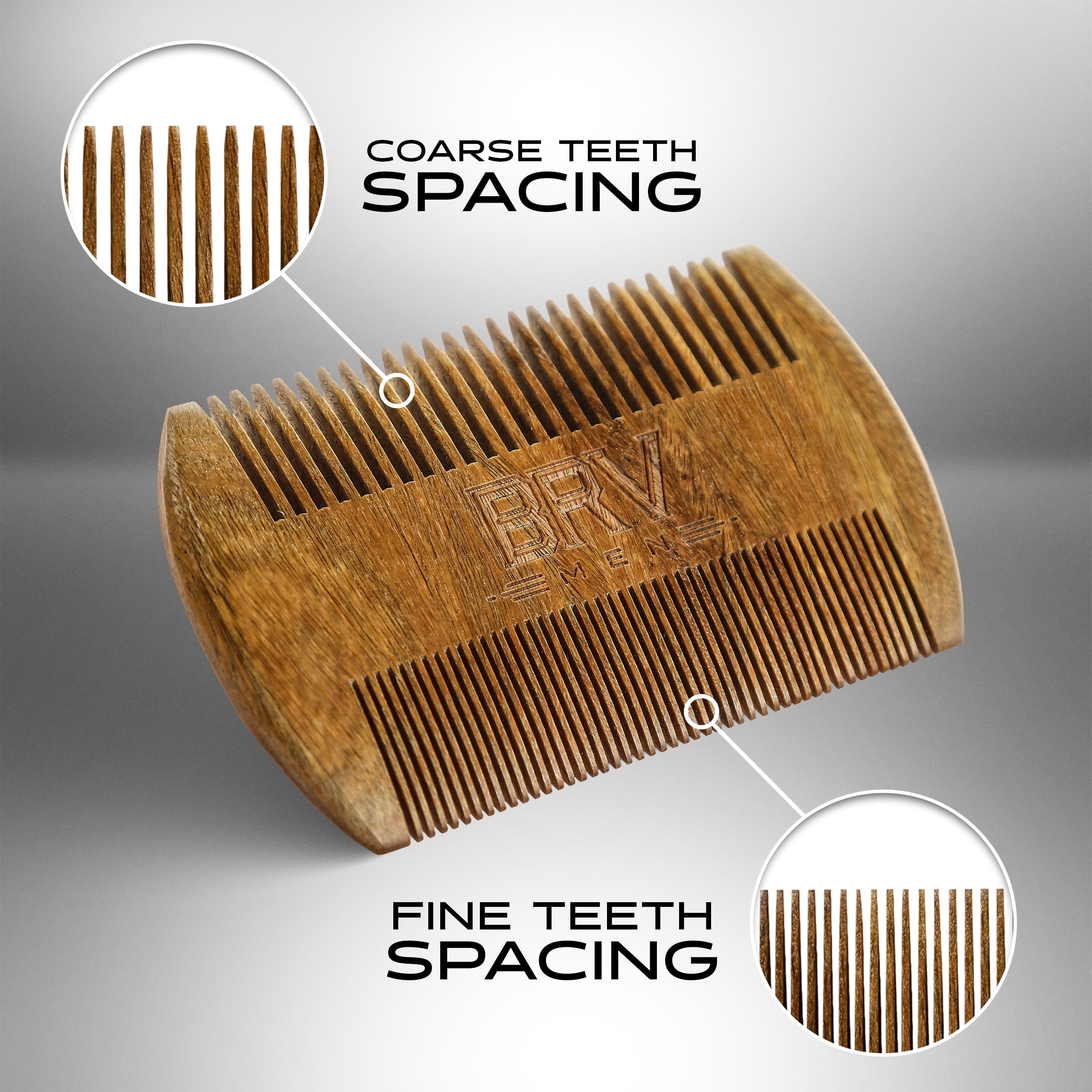BRV MEN Beard & Mustache Comb - 100% Natural Green Sandalwood Beard Comb - Pocket Beard Comb w/ a Stylish Carry Case - Wooden Beard Comb for - Image 2