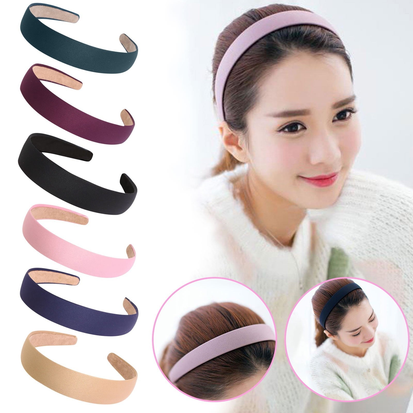 Women Wide Elastic Fashion Headbands Head Hoop Hair Accessories Thick Headwear for Women Girls Hair Band Khaki - Image 5