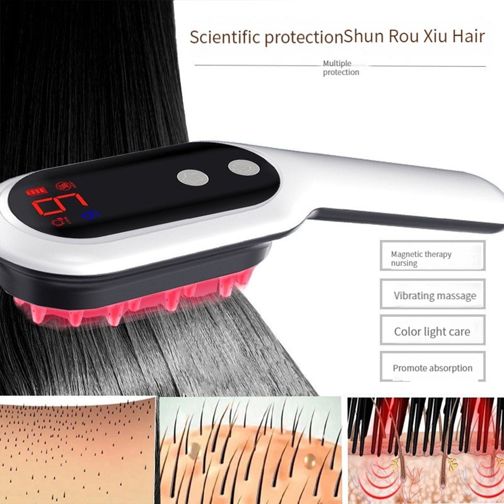 Comb, Anti Hair Loss Head Care Massage Comb Brush, Red Blue Light Phototherapy Vibration Hair Regrowth Brush for Hair... - Image 3