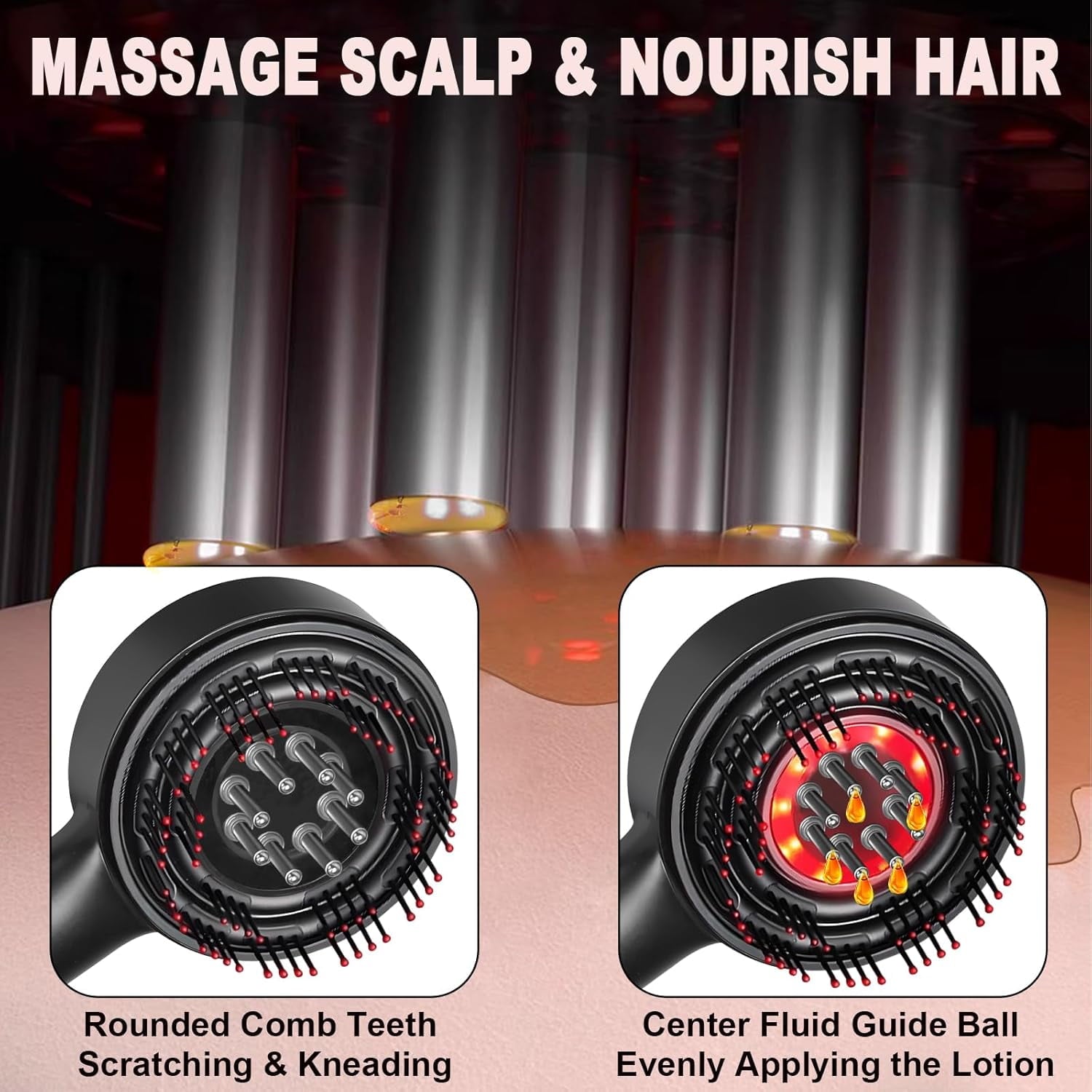 3-in-1 Comb for Men with 630nm Red Light Therapy, Scalp Massager Brush, Oil Applicator, 72 Teeth & 8 Roller Balls, Re... - Image 6