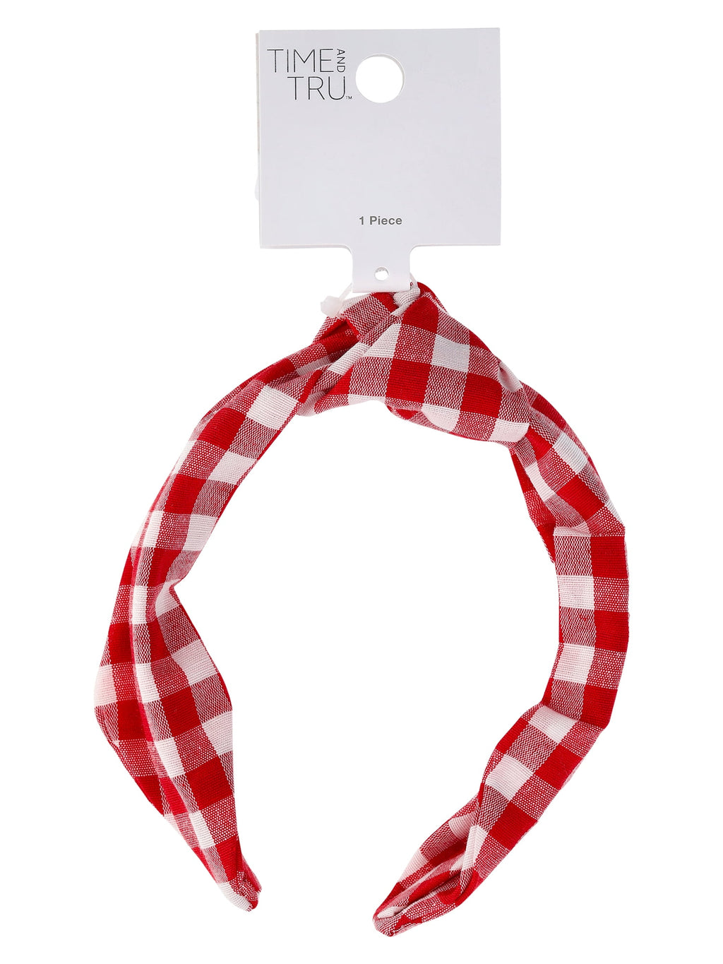 Time and Tru Women's Top Knot Gingham Headband, Red - Image 2