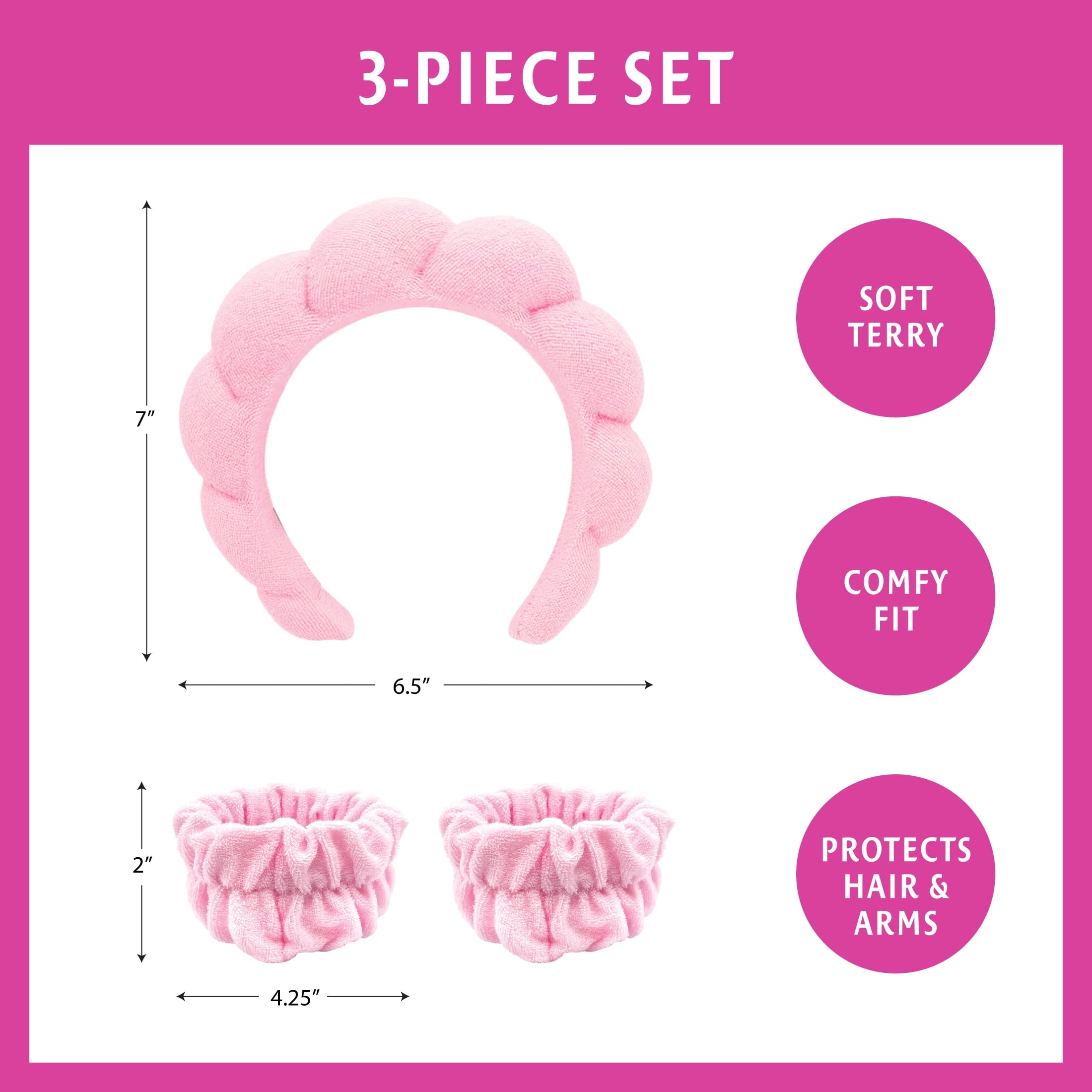Skintimate Spa Headband & Wristband Set, Color May Vary - Image 3