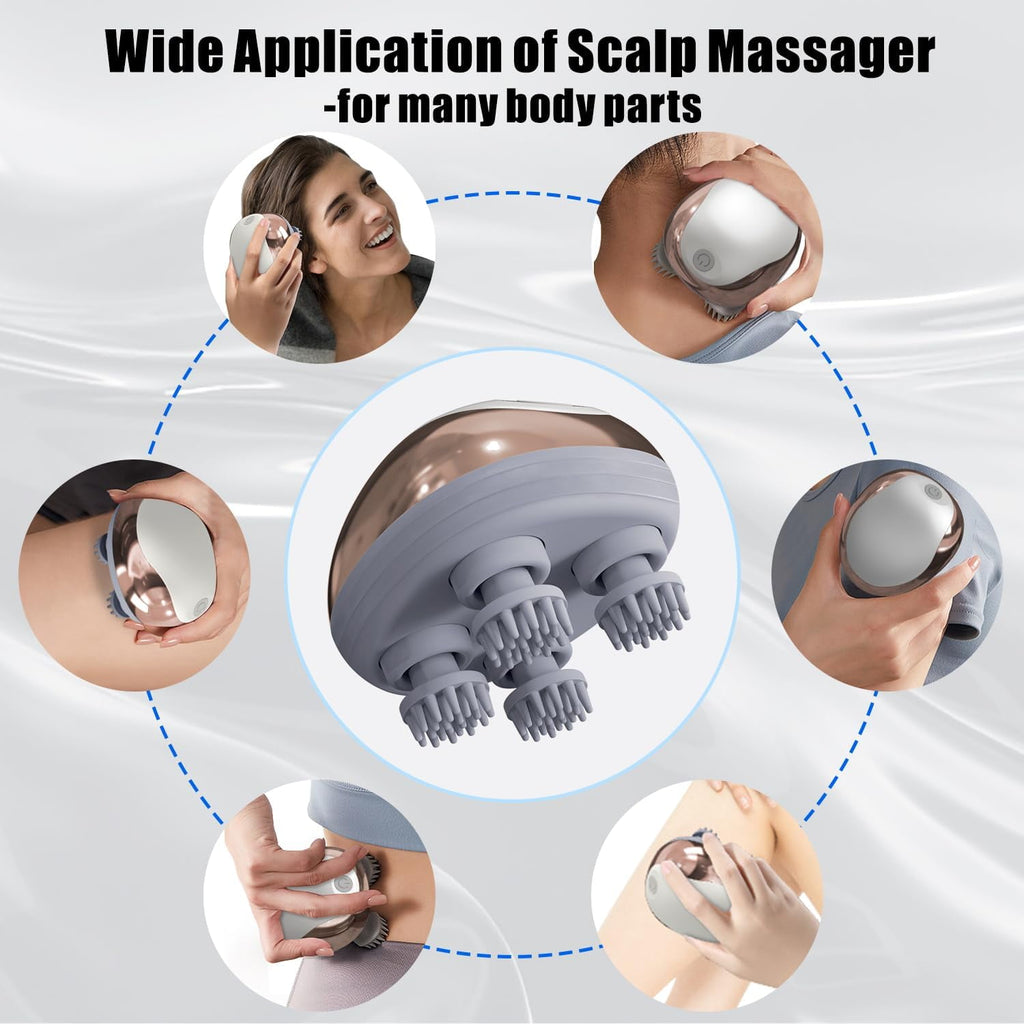 Electric Scalp Massager, Head Massager for Hair Growth and Stress Relax, Handheld Portable Scalp Brush and Scrubber, ... - Image 4