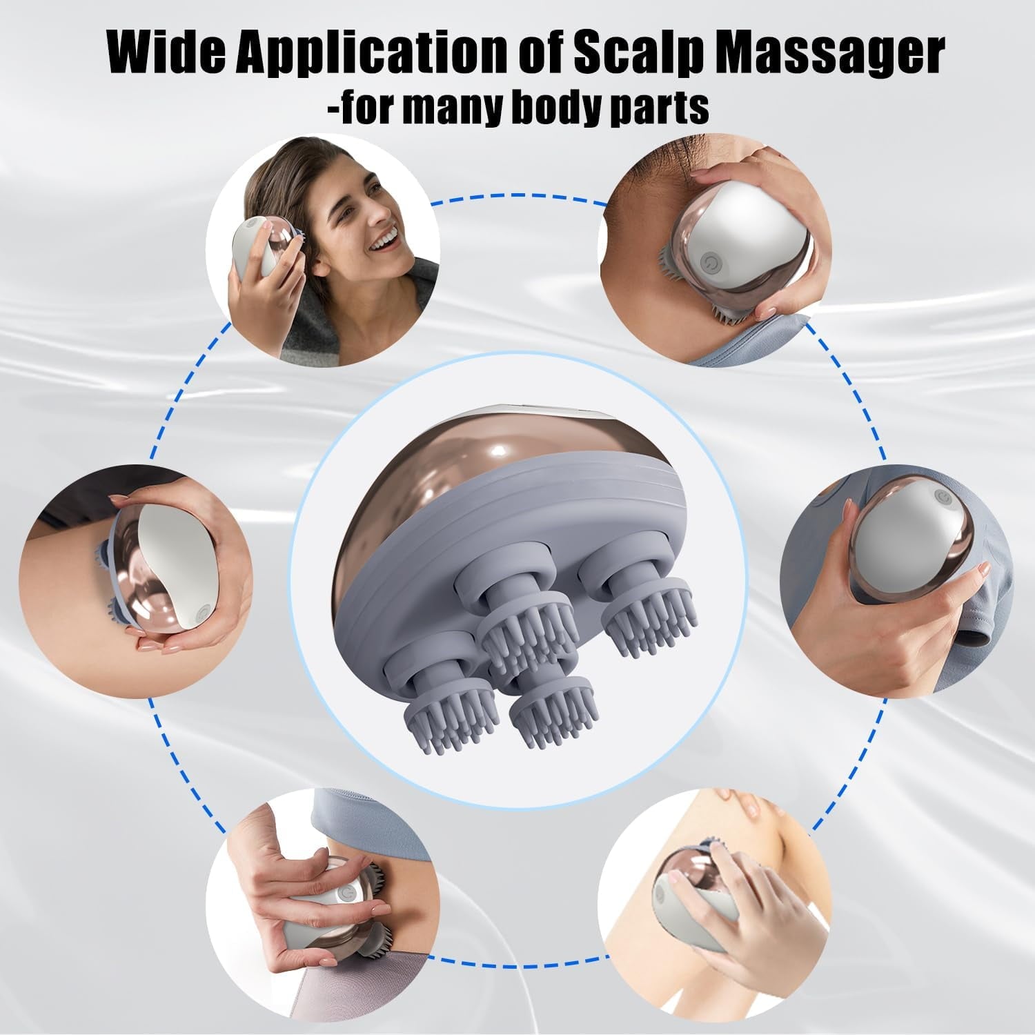Electric Scalp Massager, Head Massager for Hair Growth and Stress Relax, Handheld Portable Scalp Brush and Scrubber, ... - Image 4