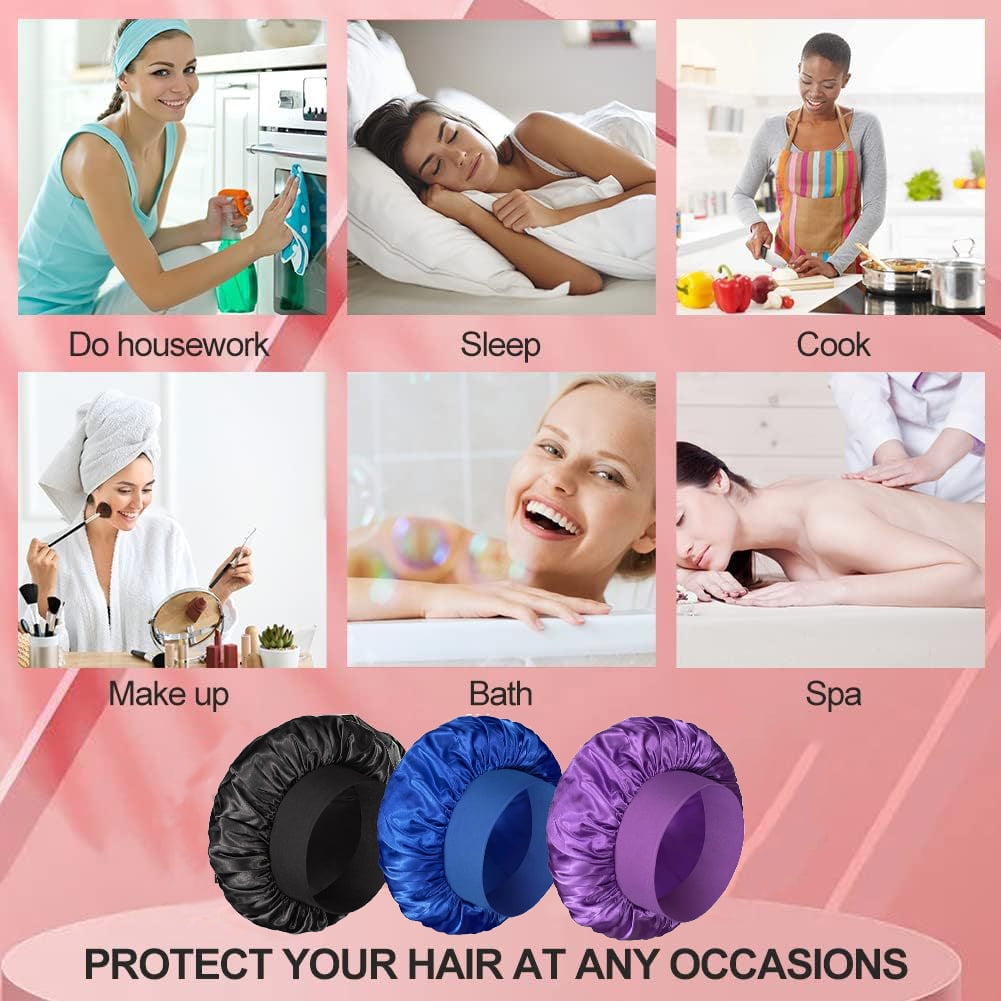 3 PCS Satin Bets for Black Women,Hair Bet for Sleeping, Satin Hair Cap for Curly Hair,Bet for Men,Bets Pack A - Image 3