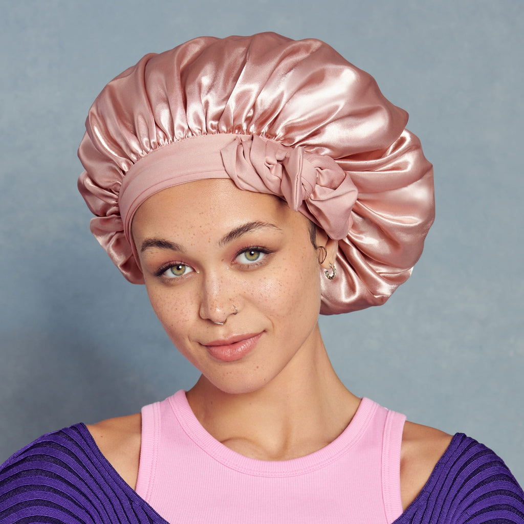 Colors & Care Silky Satin Tie Band Edge Bonnet, 24 Edge Band, XL, Dust Pink - Image 2