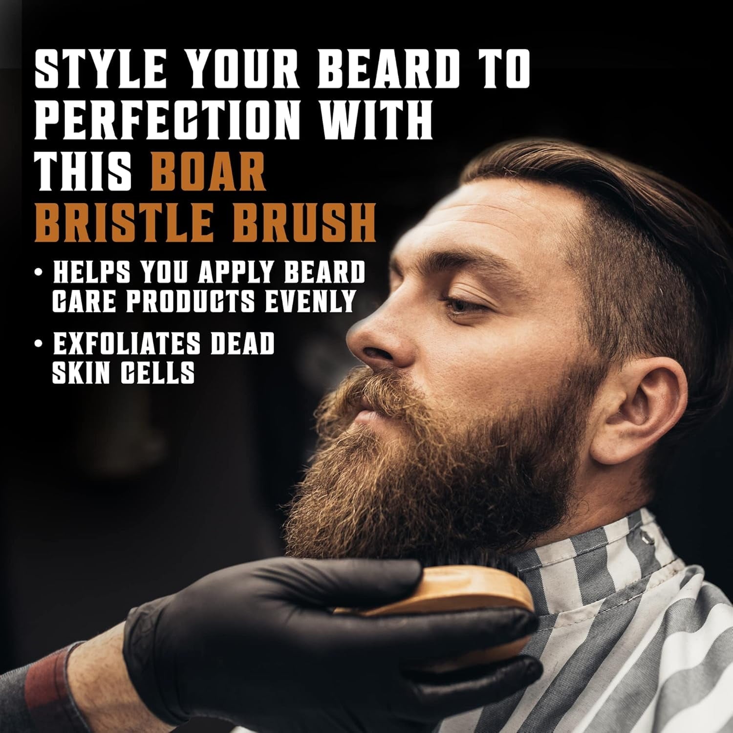 Beard Comb & Beard Brush Set for Men - Natural Boar Bristle Brush and Dual Action Pear Wood Comb with Velvet Travel P... - Image 3