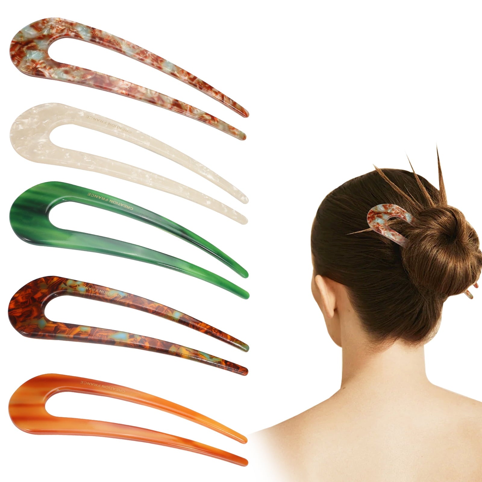 5 U Shaped Hair Pins for Buns, Large Bobby Pins Hair Pins for Thick Hair Extra Hold, French Hair Pin Bobby Pins Brown...