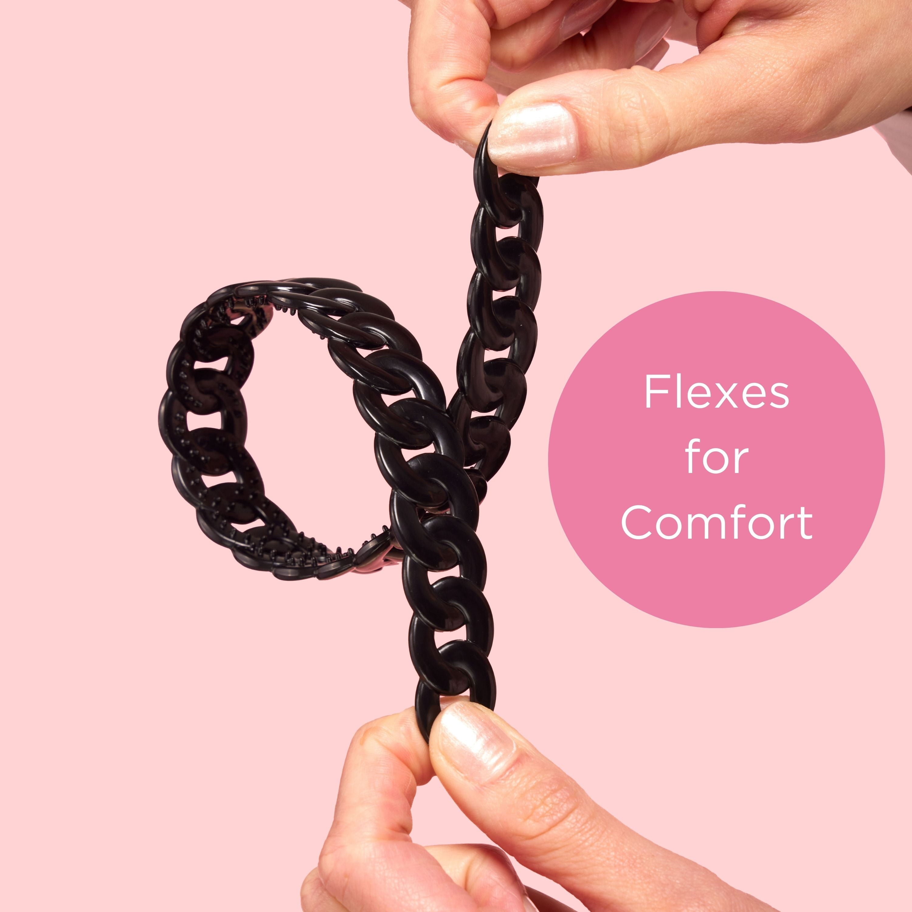 Goody ComfortFlex Flexible Headbands, Black & Beige, All Day Comfort, No-Slip Grip, 2 Pack - Image 3