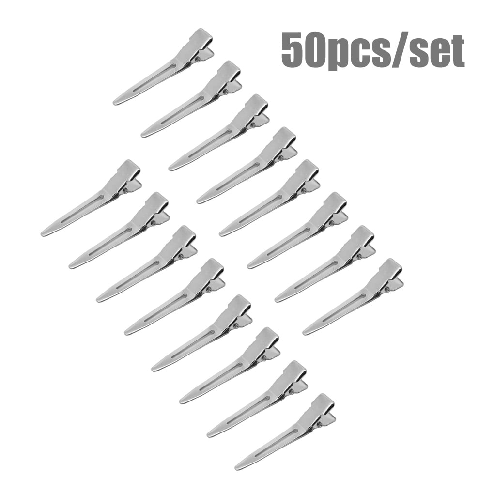 50 Pack 1.75 Inches Single Prong Curl Metal Hair Clips for Dreads Lock Clips Hair Alligator Clips Silver Section Clip... - Image 2