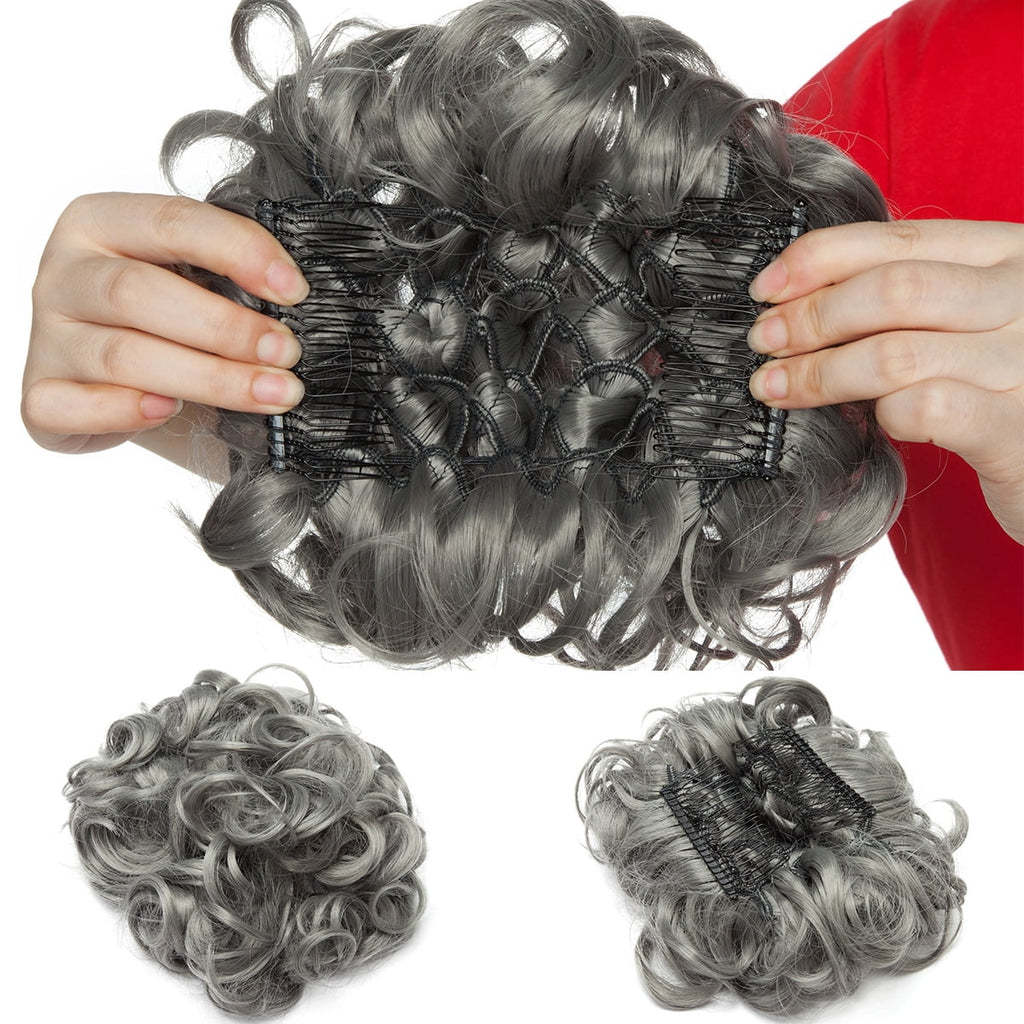 in Messy Bun Hair Piece Wavy Scrunchie Hair Extension Fake Hair Donut Ponytail Comb Stretch Hair Extension for Women ... - Image 4