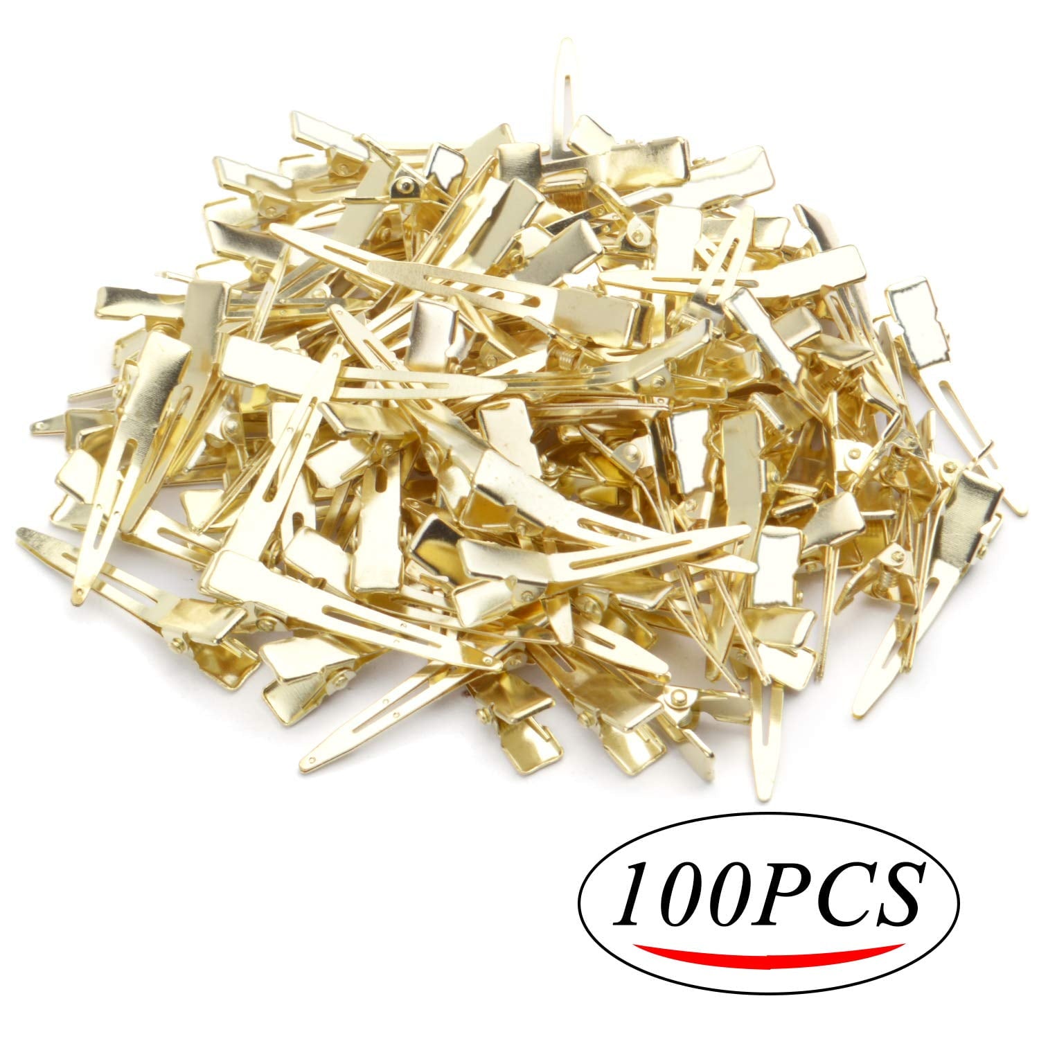 100pcs 4.5cm Prong Clips Gold Curl Pins Duckbill Section Clips for Hair Extensions Styling Crafting - Image 3