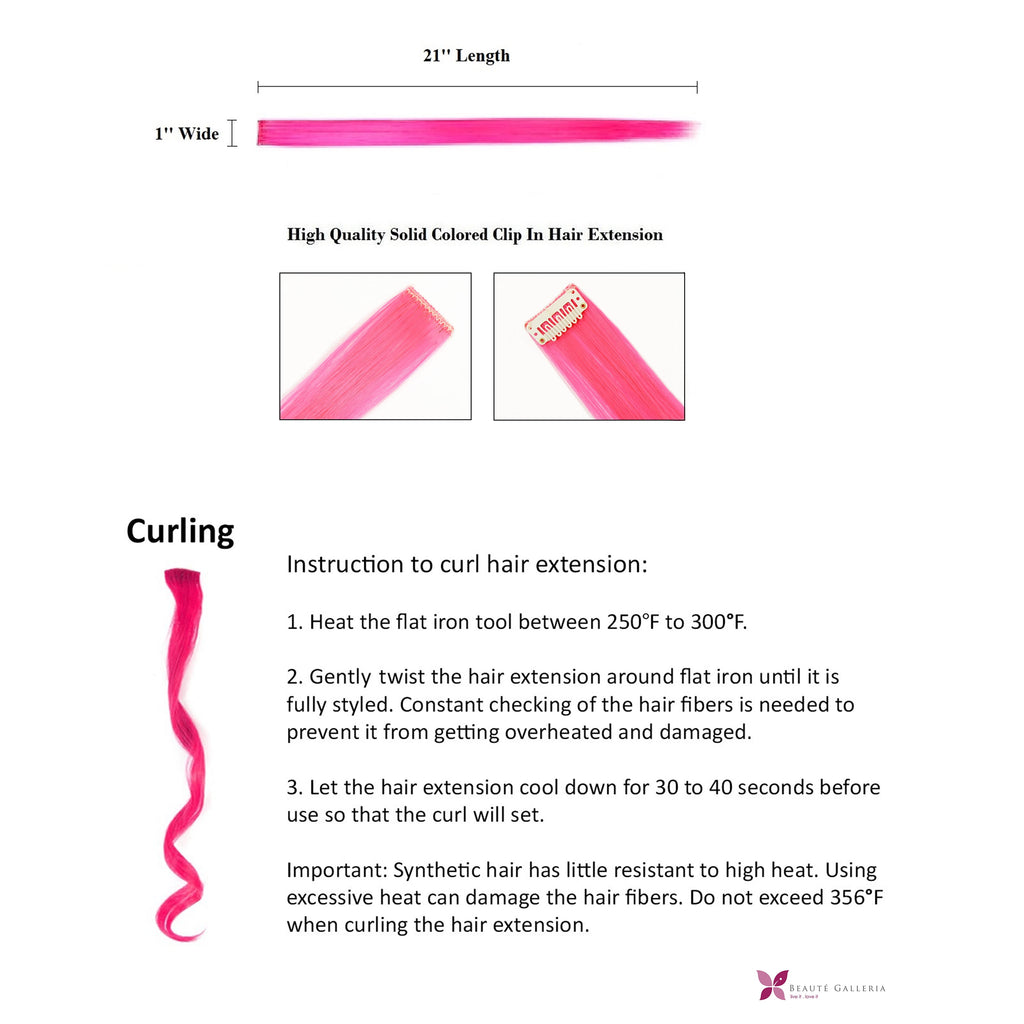 Beaute Galleria Single Color 21 inches Long Straight Party Highlights Clip In Synthetic Hair Extensions, Costume Cosplay, 11 Pack (Pink) - Image 2