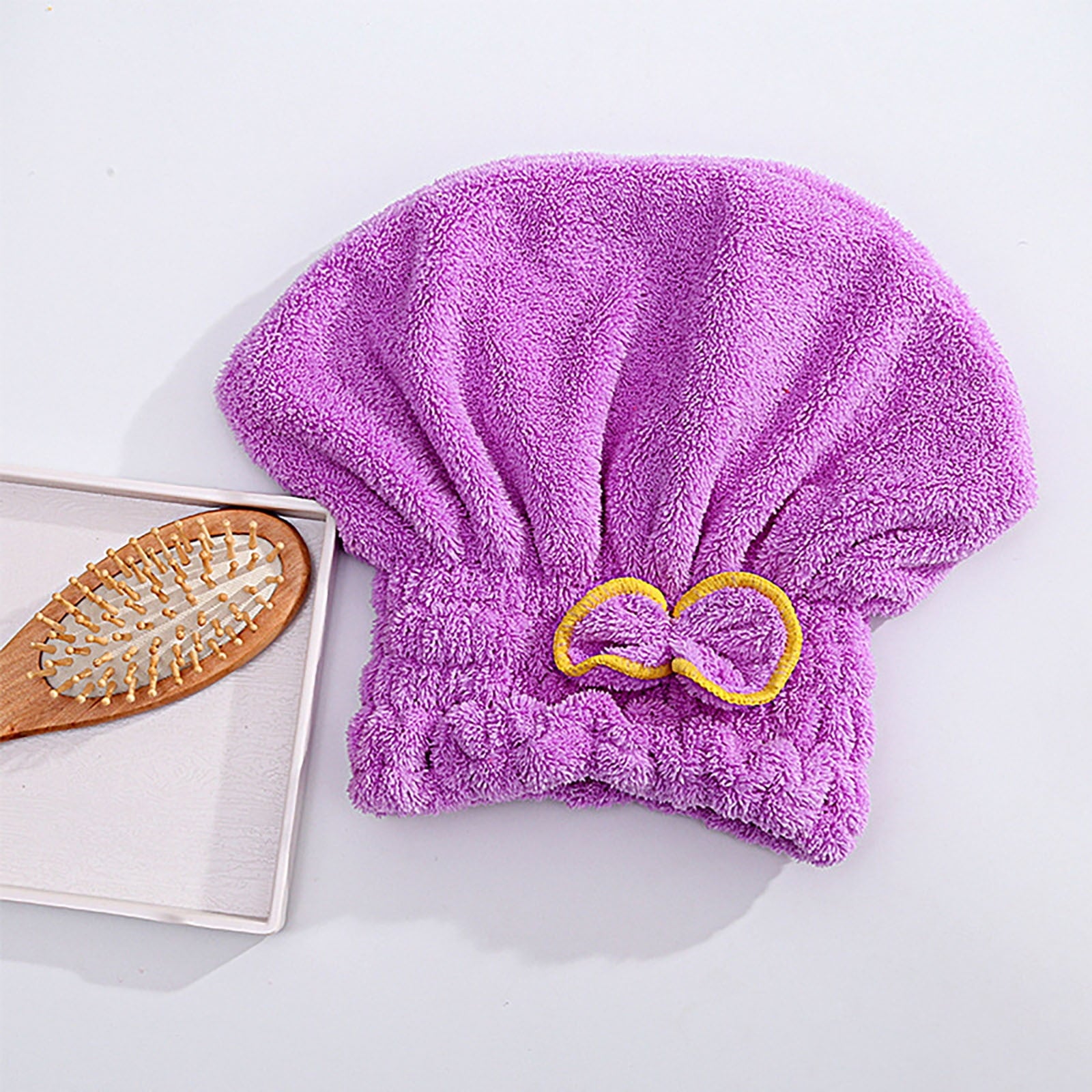 Towel Wrap Drying Cap Soft Absorbent Bandana Towel Quick Dry Bandana with Bow Knot for Curly Long Thick Wet - Image 2