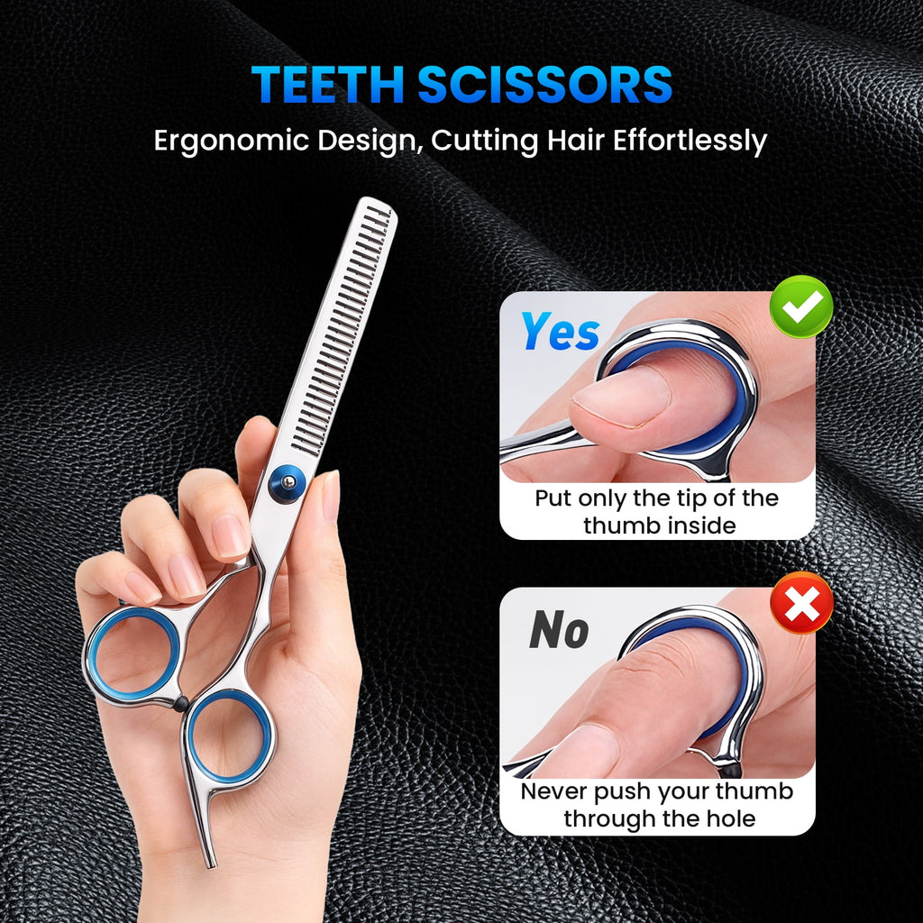 Set - 11 Pcs Professional Stainless Barber dressing Shears Kit with Barber Cape, Kit for Women Men Kids Pet (Silver) - Image 4