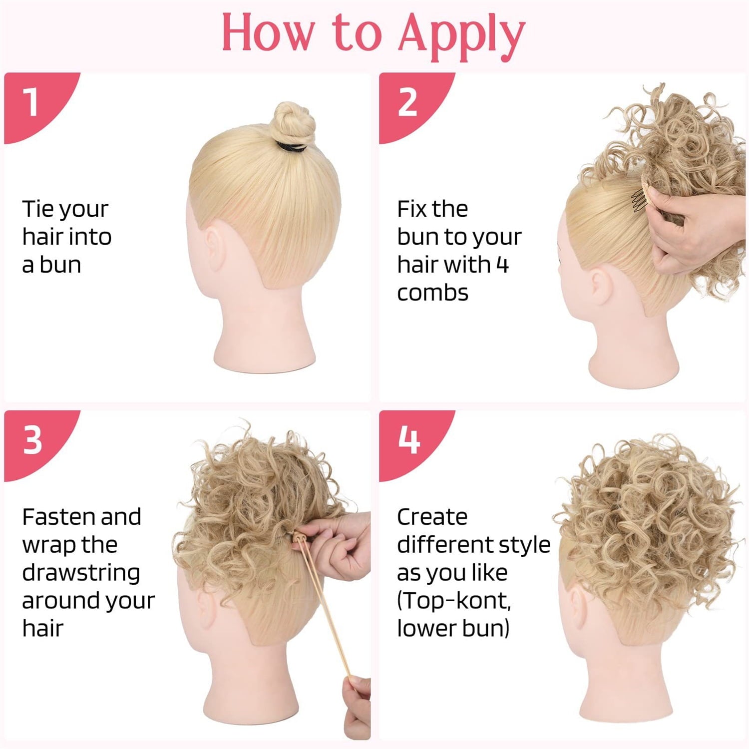 Messy Bun Drawstring Ponytail 9.84", Dark Brown - Image 5