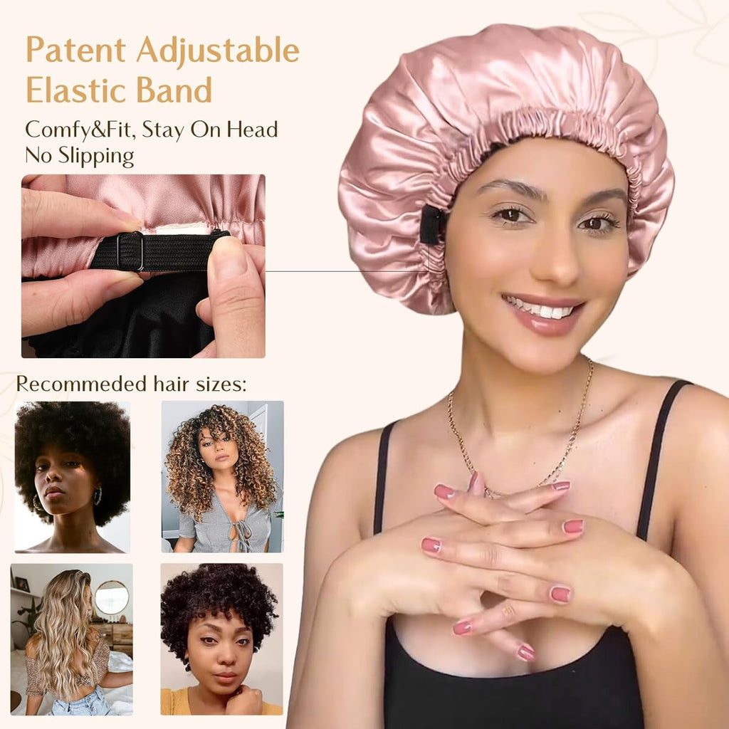 Adjustable Satin Bet Double Layer Hair Bet for Sleeping Bets for Women Hats Curly Natural Hair - Image 4