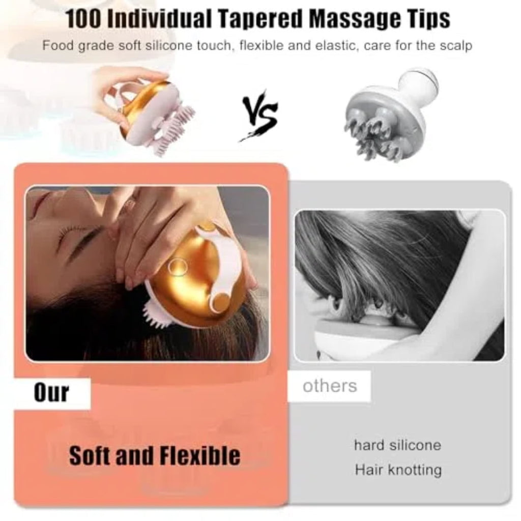 Hair Growth,Electric Head with 8 Removable Massage Claws Cat (Gold) - Image 3