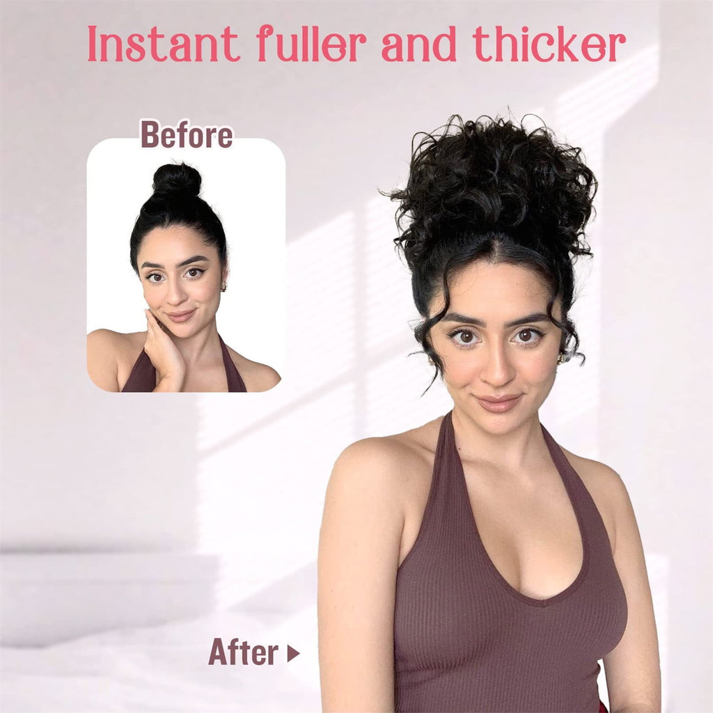 Messy Bun Drawstring Ponytail 9.84", Dark Brown - Image 4